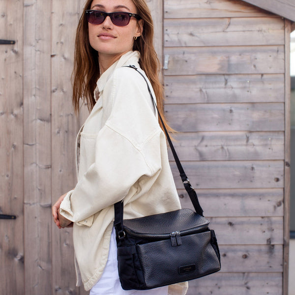Triple Zip Cross Body Bag in Black Triple Zip Cross Body Bag in Black