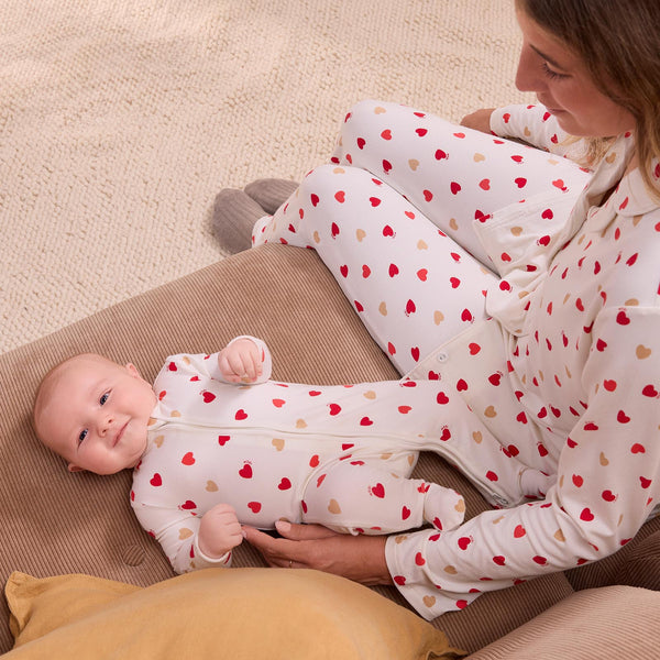 Love Heart Clever Zip Sleepsuit | Valentine's Sleepwear | MORI UK
