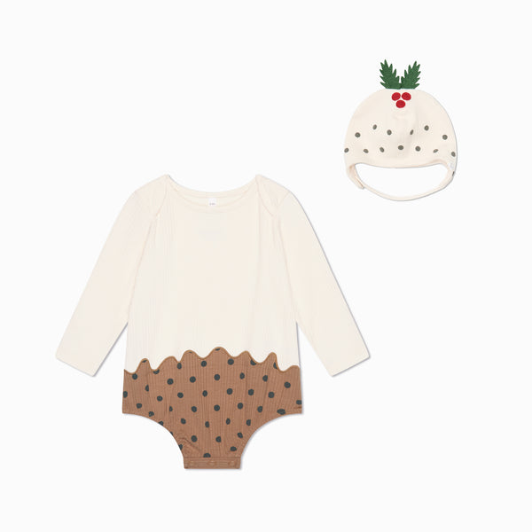 Christmas Pudding Bodysuit & Bonnet | Christmas Baby Outfits | MORI UK Christmas Pudding Bodysuit & Bonnet | Christmas Baby Outfits | MORI UK