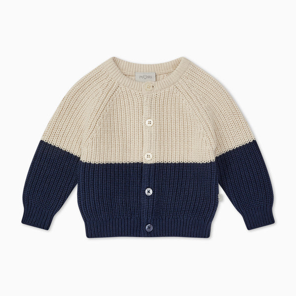 Chunky Knit Colourblock Cardigan | Winter Baby Clothing | MORI