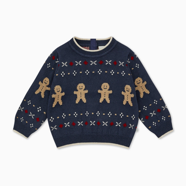 Gingerbread Knitted Jumper Christmas Baby Knitwear MORI UK