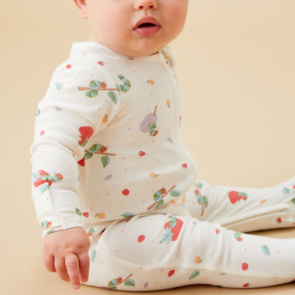 The Very Hungry Caterpillar Print Ribbed Clever Zip Sleepsuit