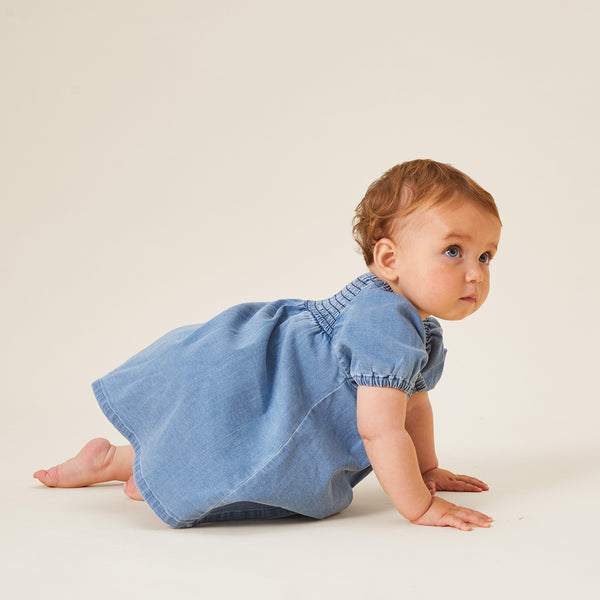 Baby Denim Smocked Dress | Baby Day Outfits Baby Denim Smocked Dress | Baby Day Outfits