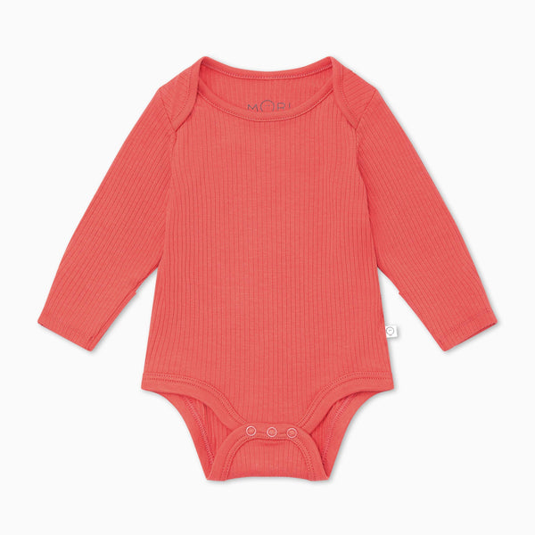 Coral Ribbed Long Sleeve Bodysuit Baby Daywear MORI