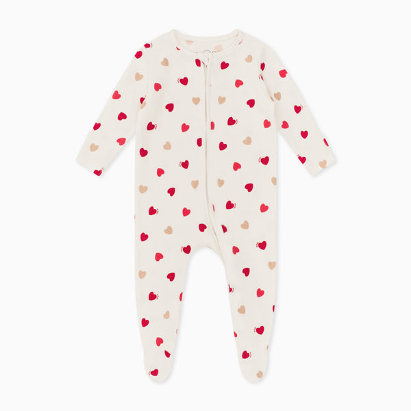 Love Heart Clever Zip Sleepsuit | Valentine's Sleepwear | MORI UK