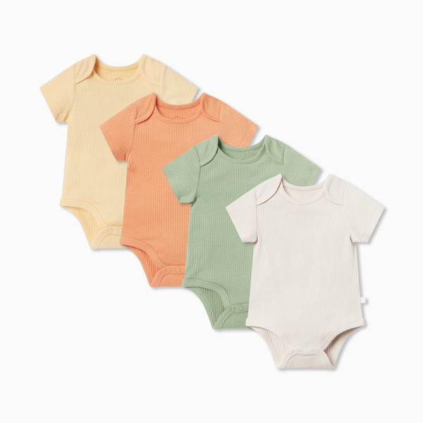 Ribbed Short Sleeve Bodysuit 4 Pack MORI