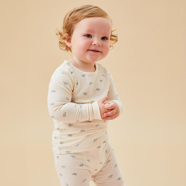 Floral Ribbed Pyjamas | Organic Baby Sleepwear | MORI