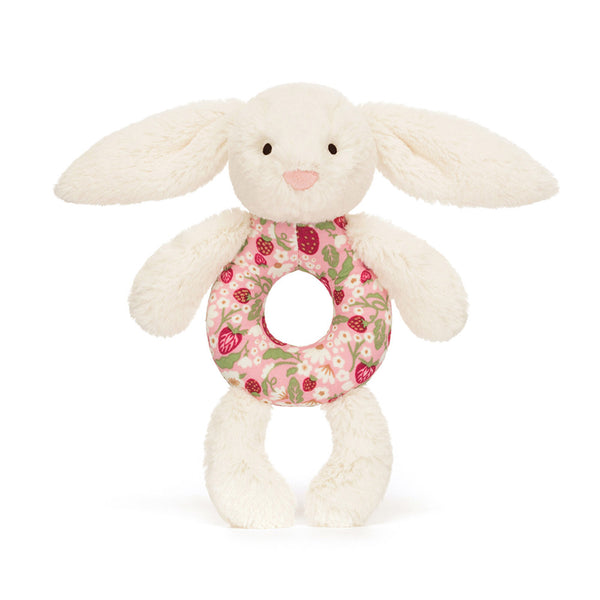 Jellycat Blossom Cream Bunny 'Berry' Ring Rattle | Baby Toys | MORI UK