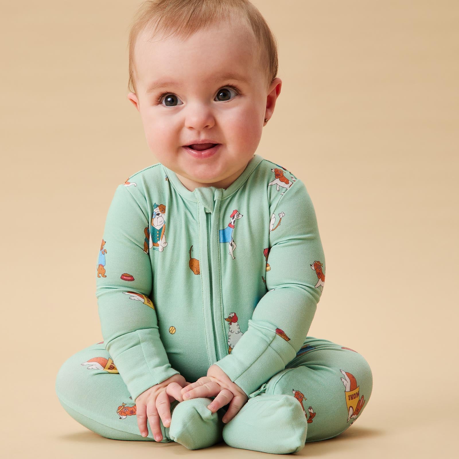 Top Dog Clever Zip Sleepsuit | Organic Baby Sleepwear | MORI UK