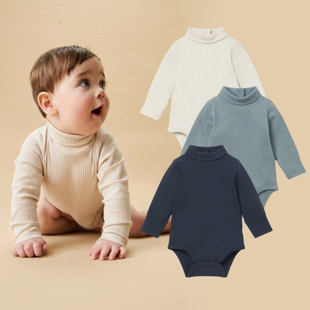 Ribbed Roll Neck Bodysuit 3 Pack