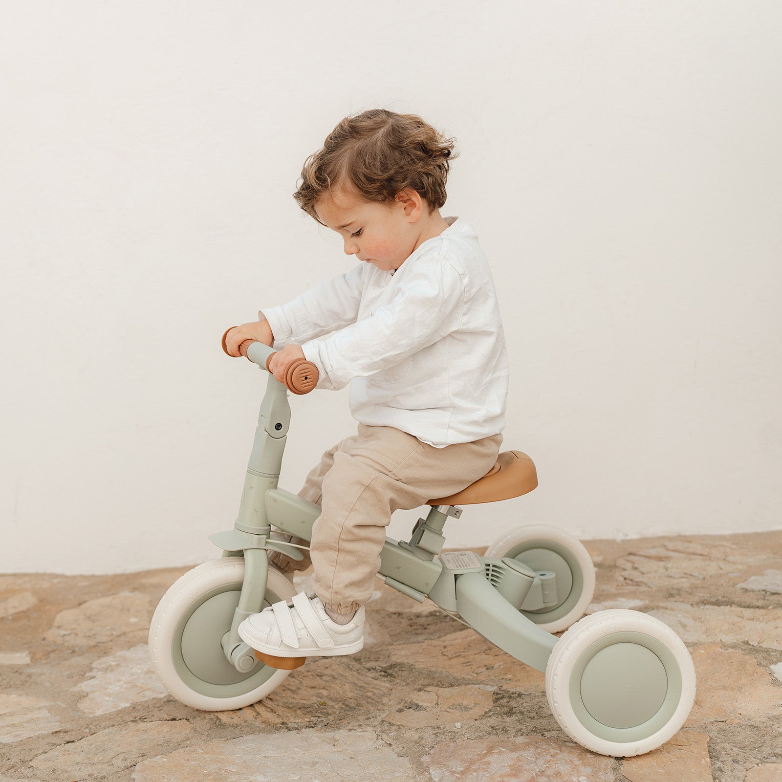 Shop Little Dutch 4 in 1 Green Tricycle With Push Bar | MORI UK