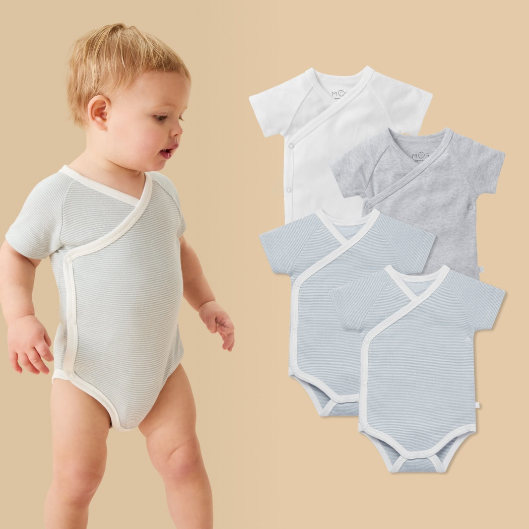 Short Sleeve Kimono Bodysuit 4 Pack