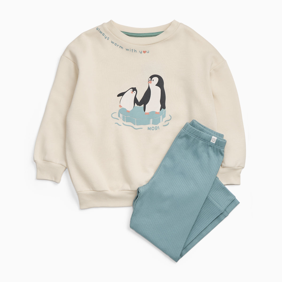 Penguin Family Sweatshirt & Sky Rib Leggings Outfit