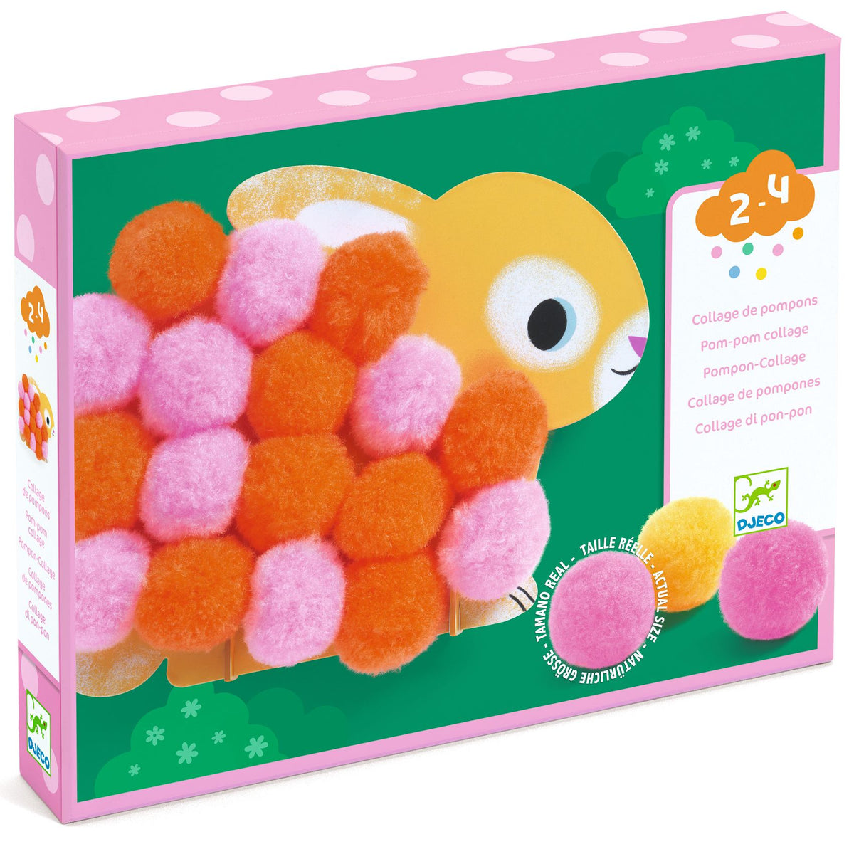 Djeco Pom-pom Collage Kit - Animals and Pom-pom Circles