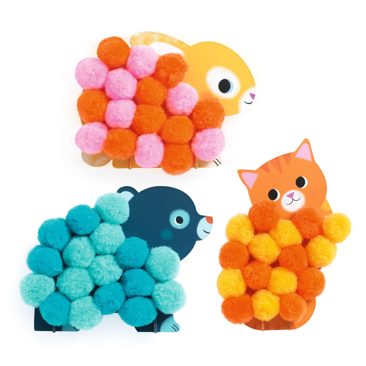 Djeco Pom-pom Collage Kit - Animals and Pom-pom Circles