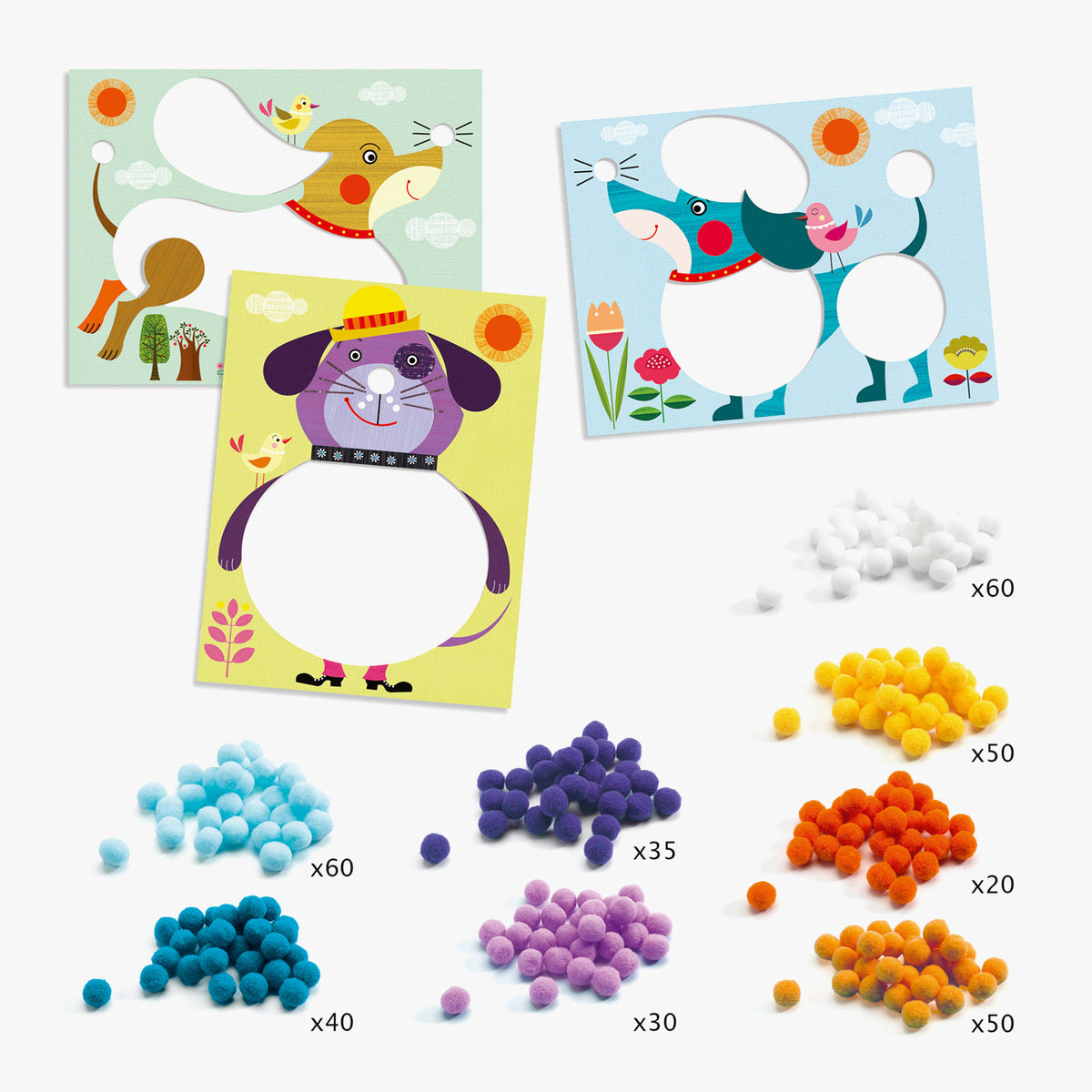 Djeco Pom-pom Collage Kit - Puppies