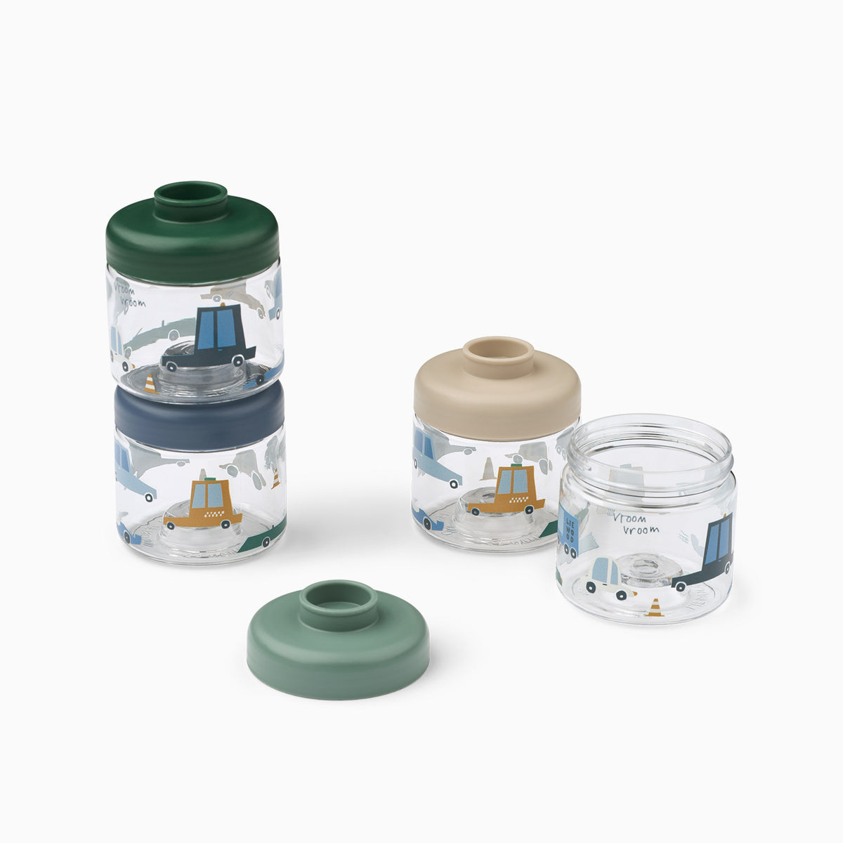 Liewood Dominique Food Boxes Set 100ml - Cars / Sandy