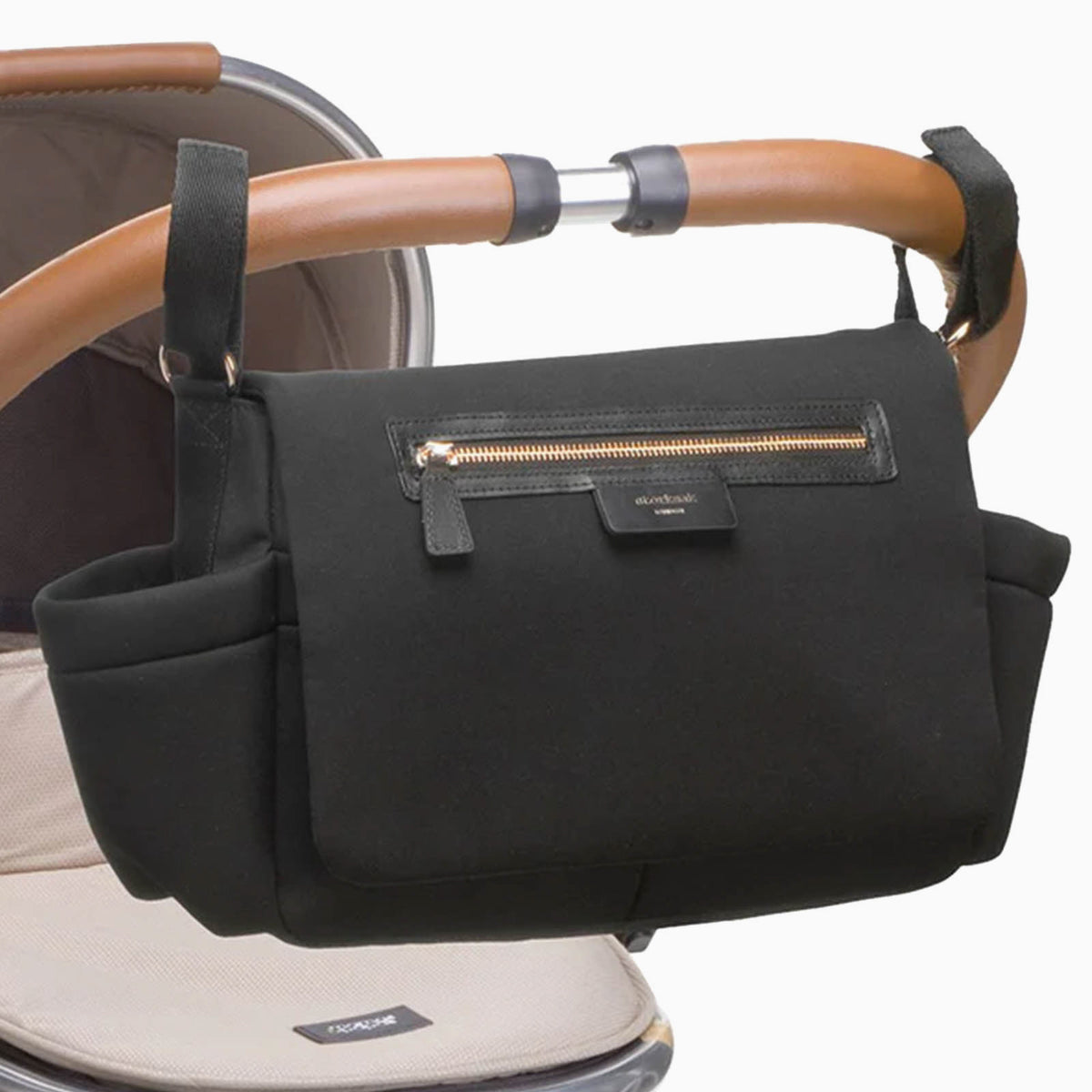 Storksak Stroller Organiser Luxe - Black & Rose Gold