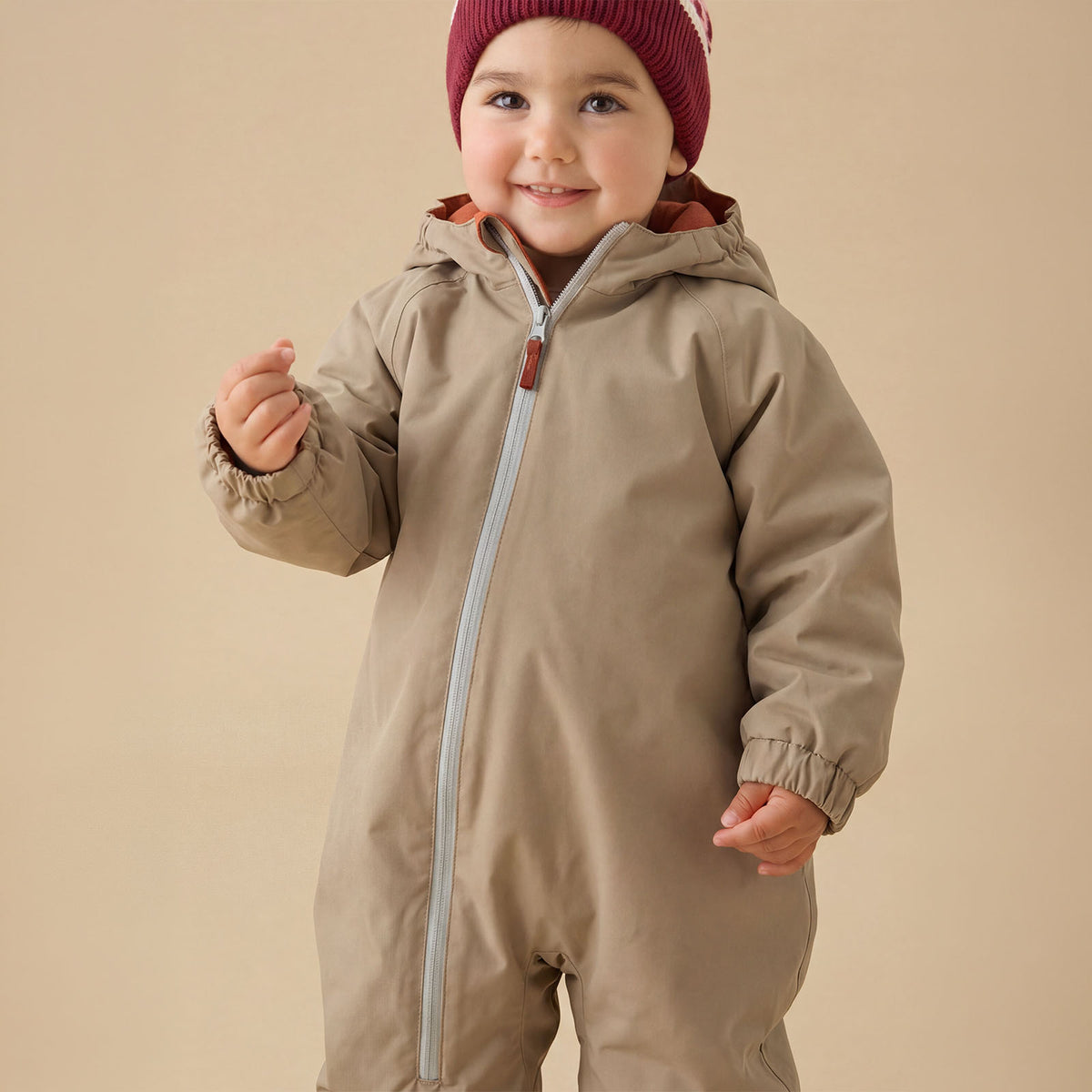 KIDLY by MORI Fleece Lined Puddle Suit - Sand