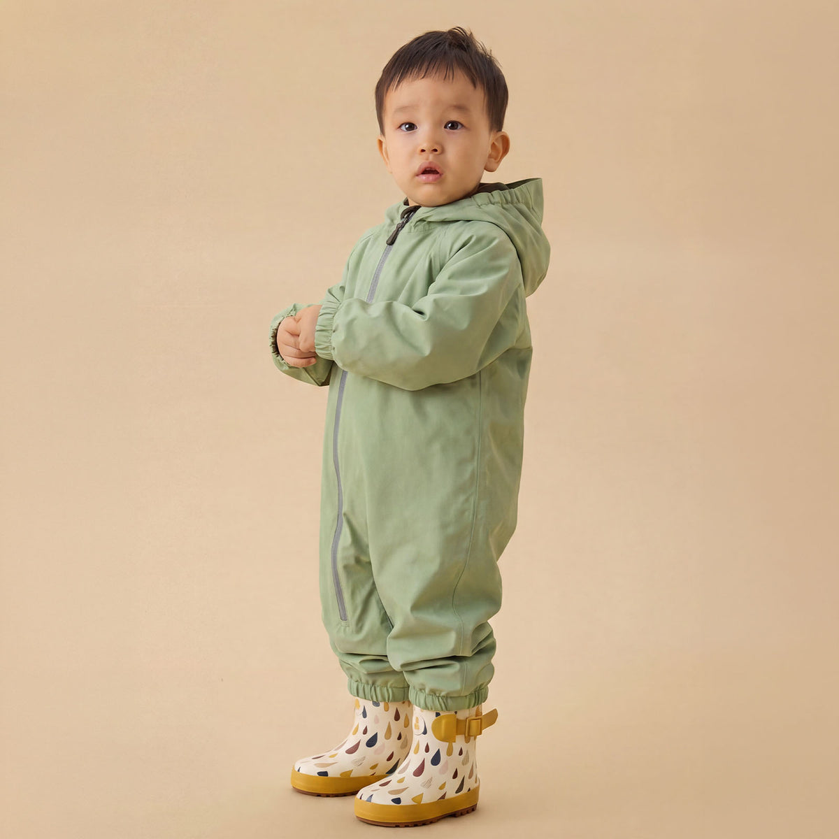 KIDLY by MORI Fleece Lined Puddle Suit - Sage