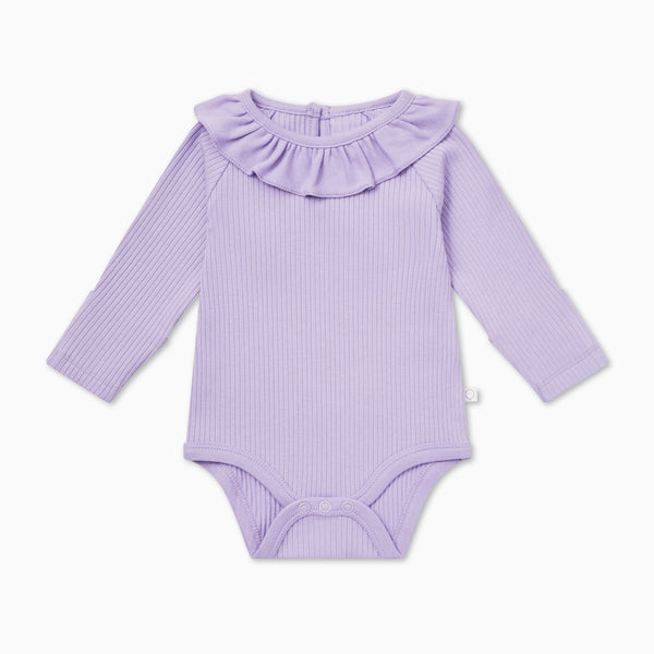 Frilled Ribbed Long Sleeve Bodysuit | Baby Onesies | MORI