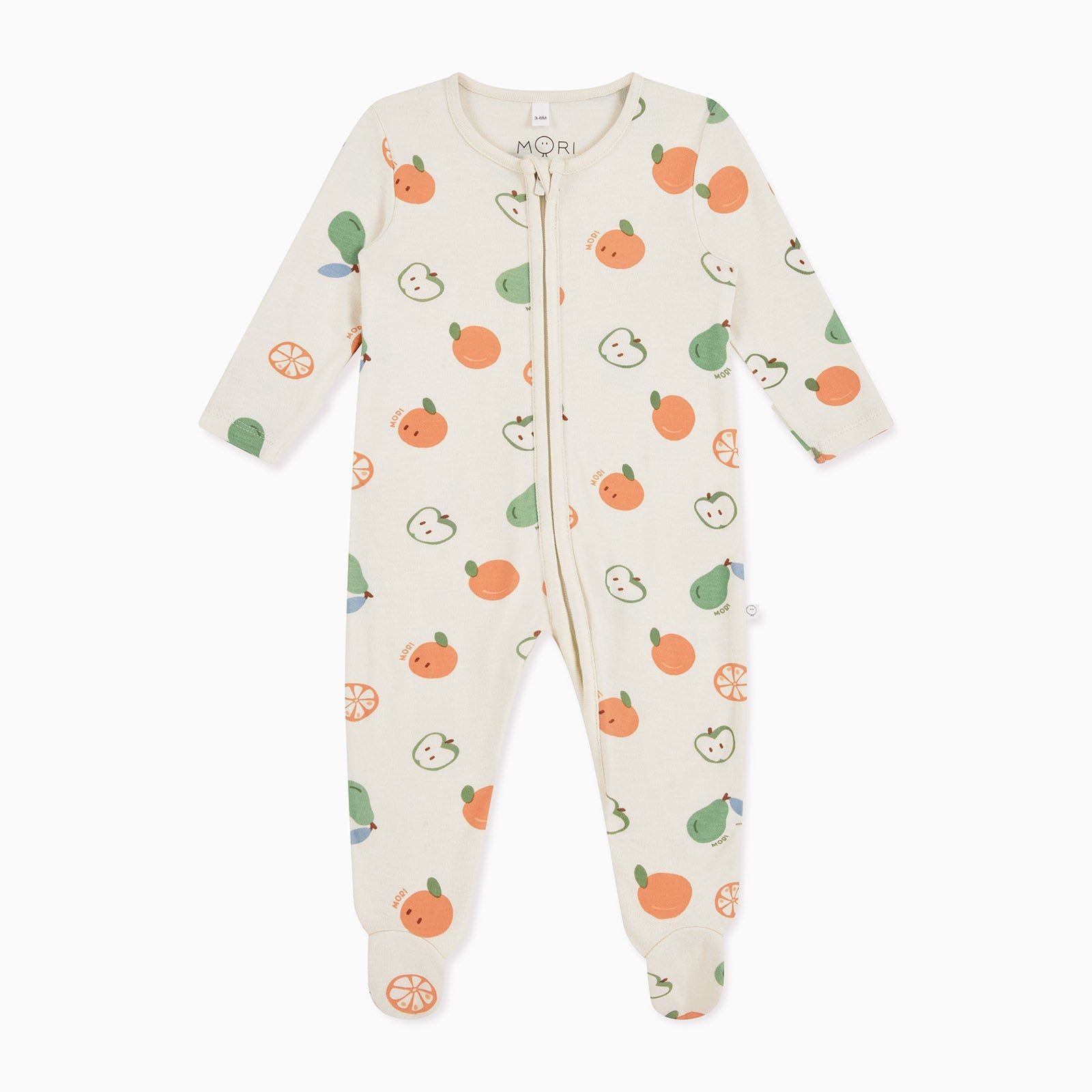 Fruit Print Clever Zip Sleepsuit Organic Baby Sleepwear MORI UK