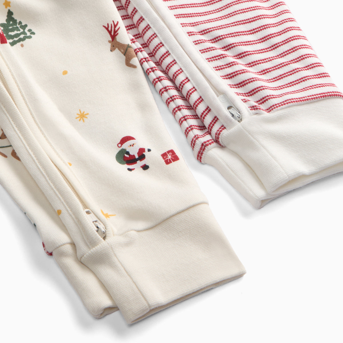 Santa's Sleigh & Red Stripe Clever Zip Sleepsuit 2 Pack