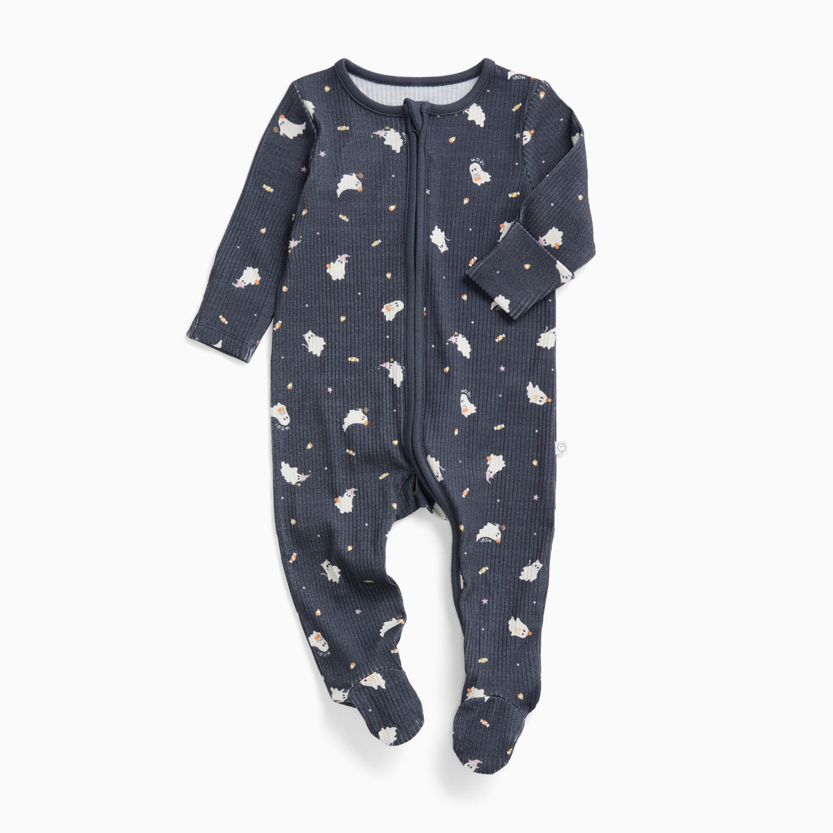 Ghosts Ribbed Clever Zip Sleepsuit