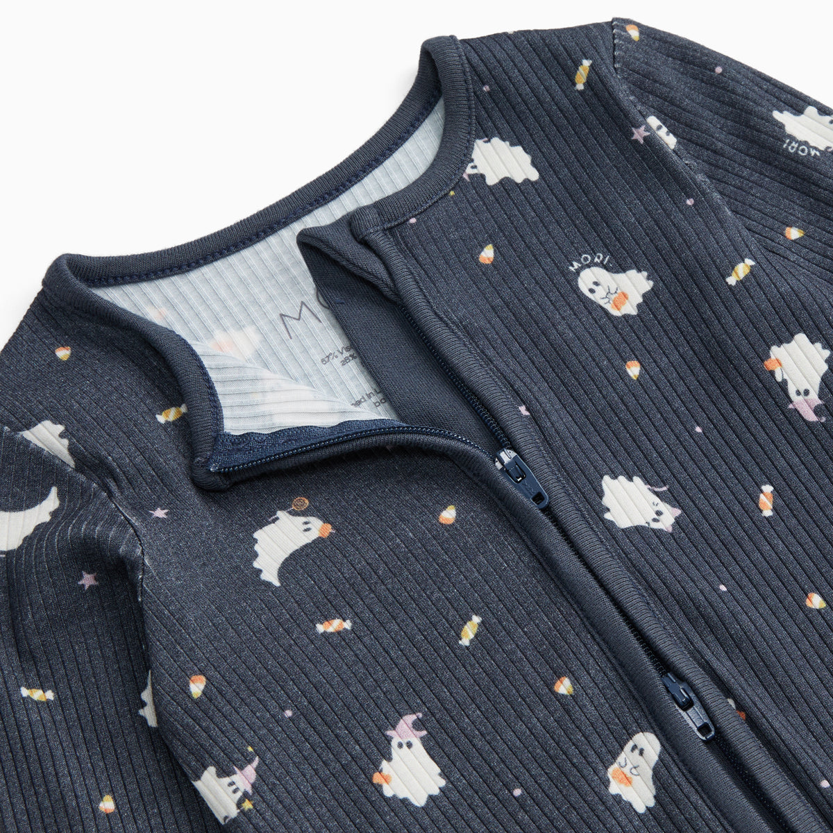 Ghosts Ribbed Clever Zip Sleepsuit