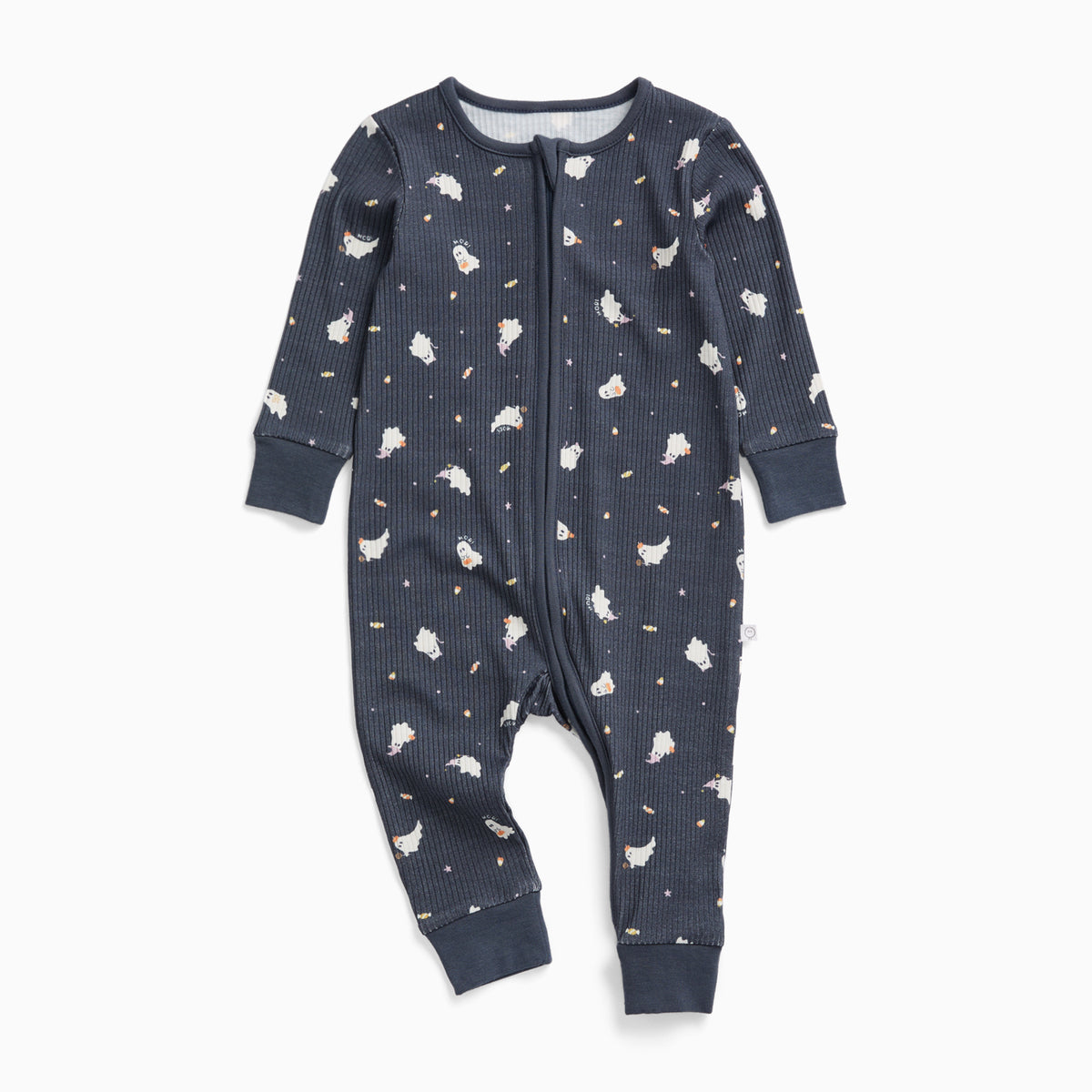 Ghosts Ribbed Clever Zip Sleepsuit