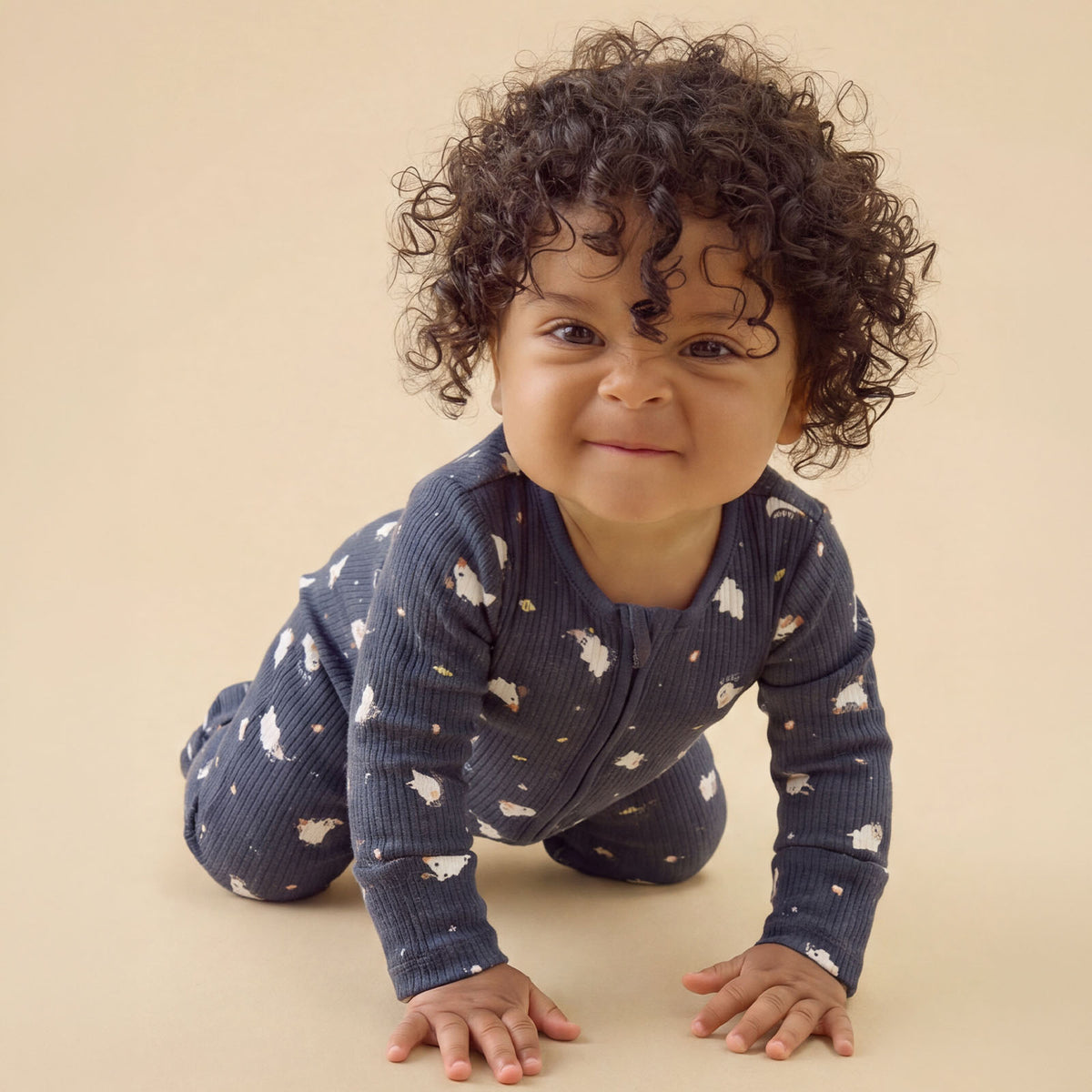 Ghosts Ribbed Clever Zip Sleepsuit