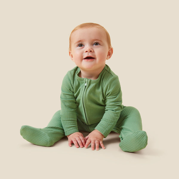 Ribbed Clever Zip Baby Sleepsuit | Organic Baby Sleepwear | MORI