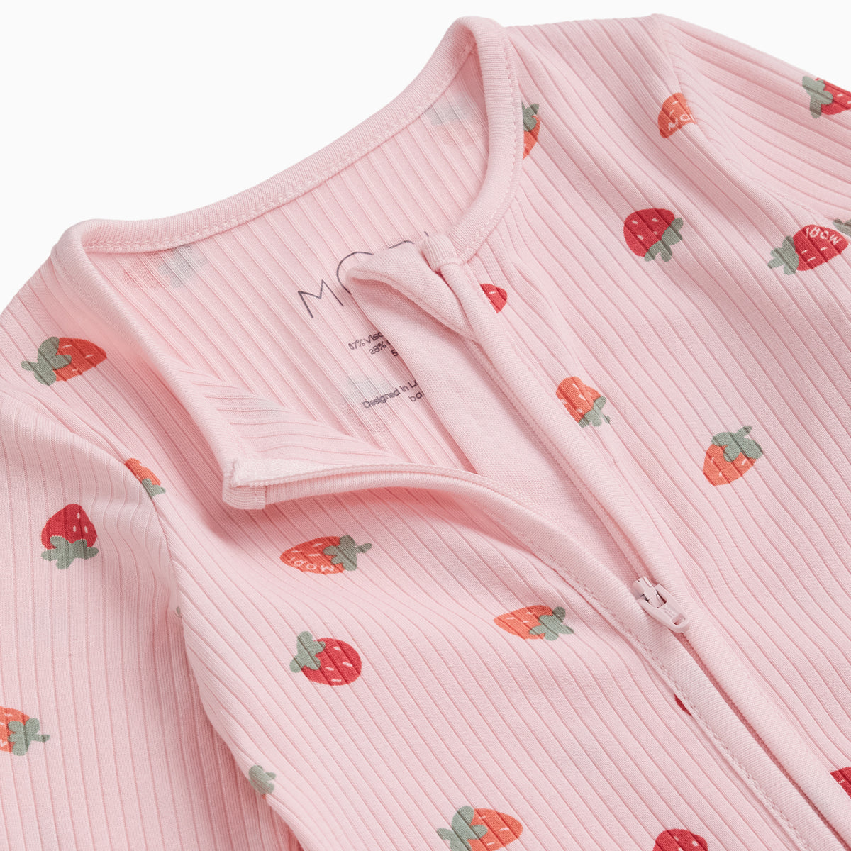Strawberry Fields Ribbed Clever Zip Sleepsuit