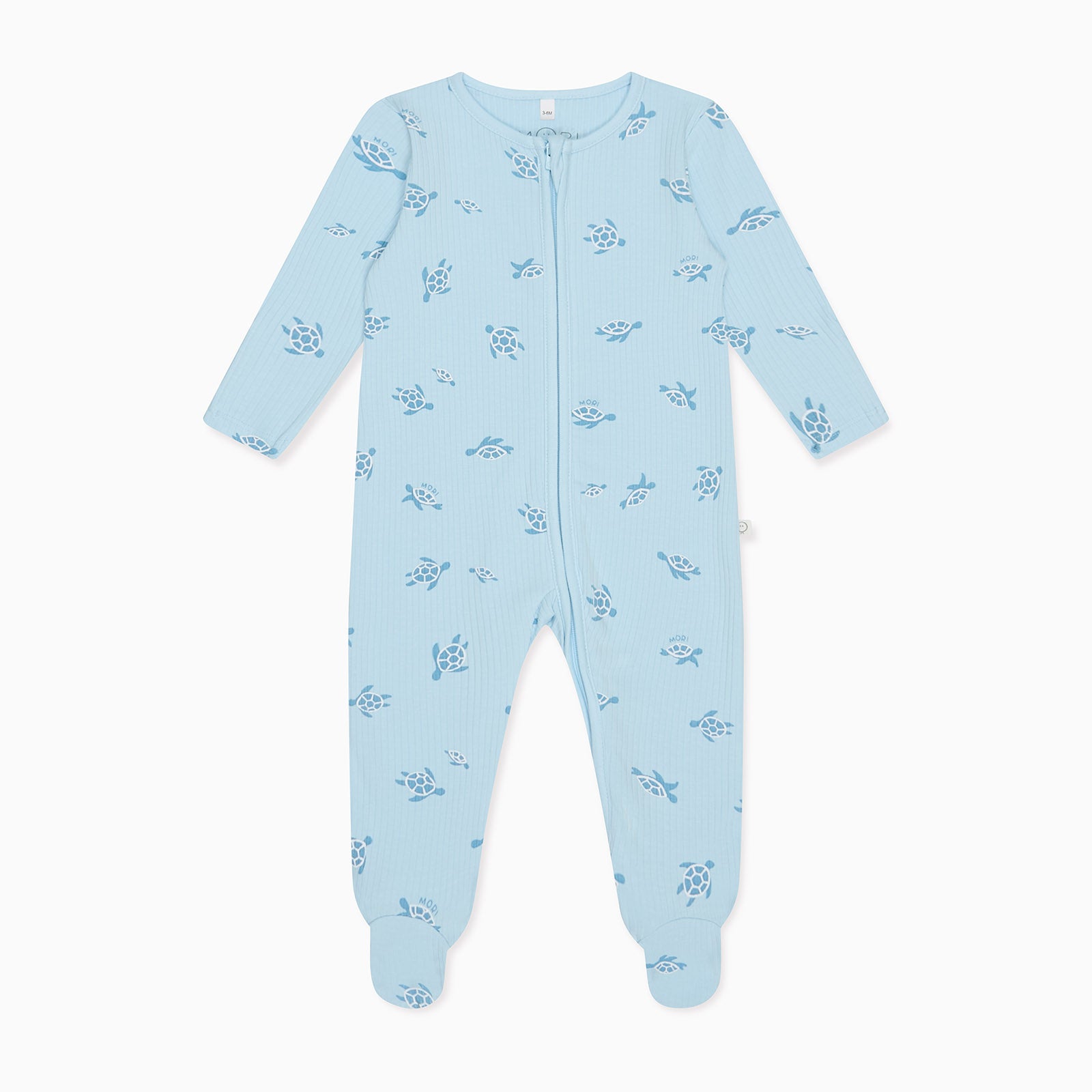 Turtles Ribbed Clever Zip Sleepsuit MORI UK - Main Image