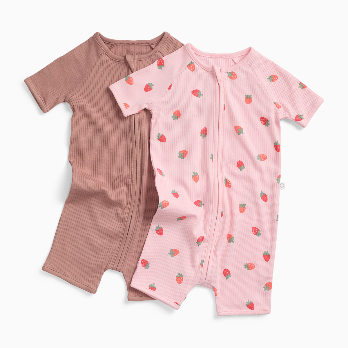 Strawberry Fields & Ribbed Summer Sleepsuit 2 Pack