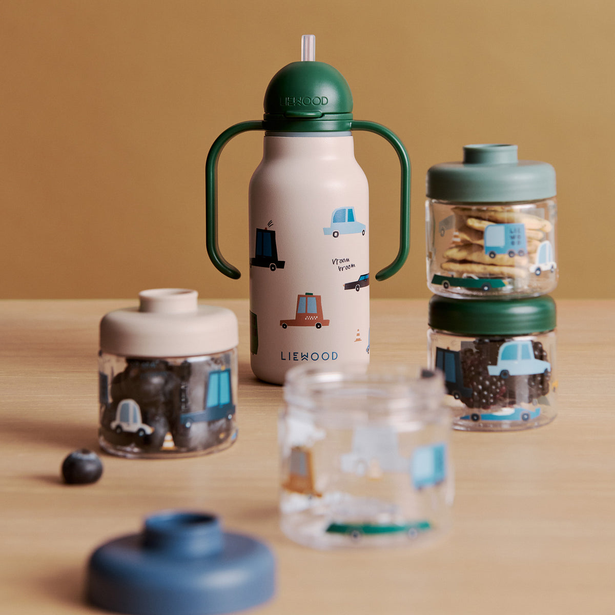 Liewood Dominique Food Boxes Set 100ml - Cars / Sandy