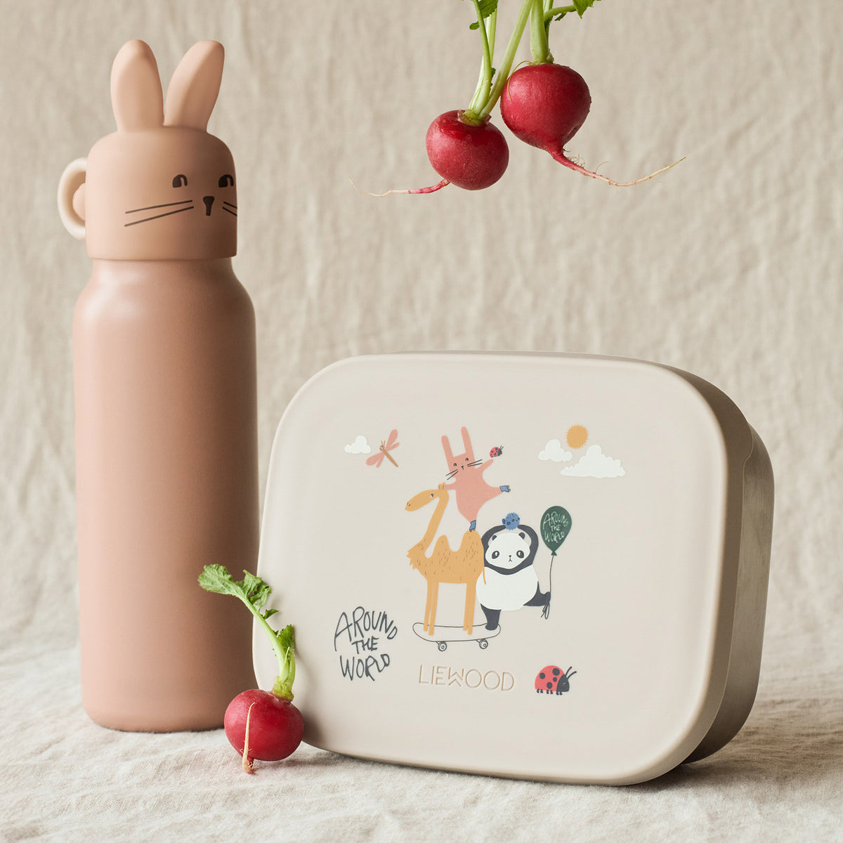 Liewood Falk Water Bottle With Rabbit Lid 350ml - Pale Tuscany