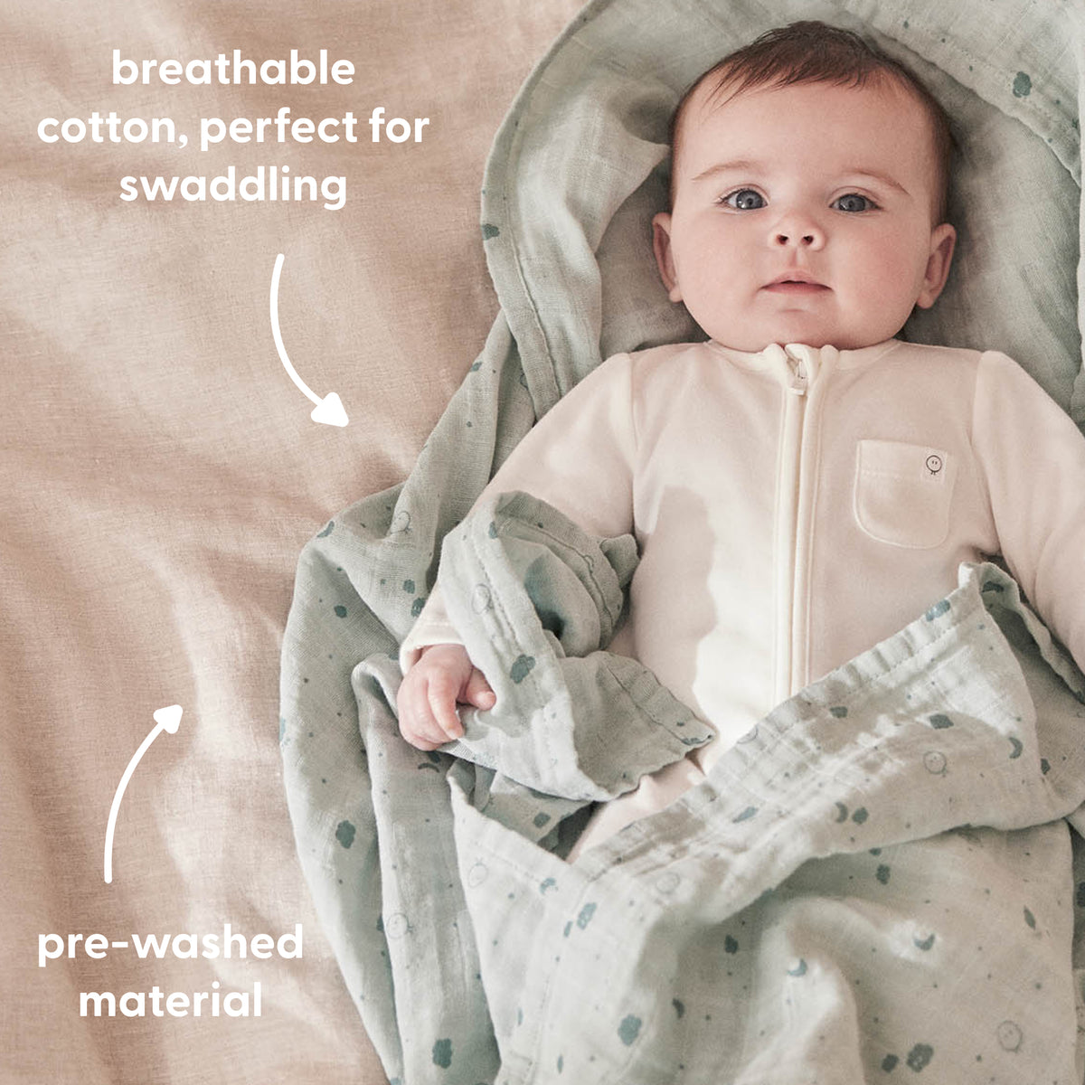 Pre-Washed Large Muslin Swaddle - White