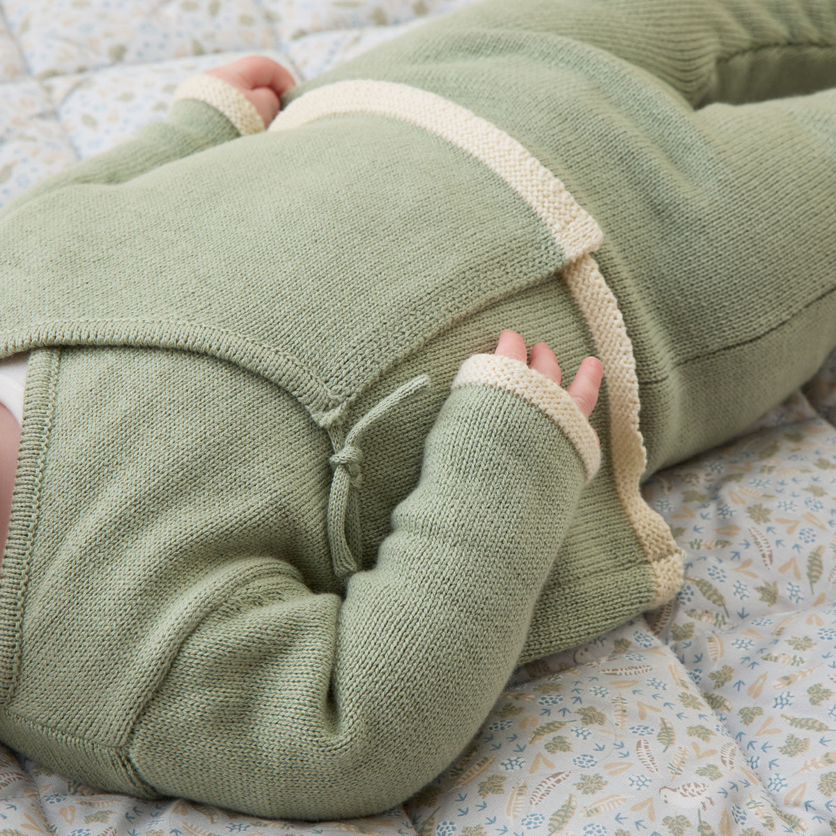 Wrap Around Knitted Cardigan & Footed Baby Knitted Leggings - Sage
