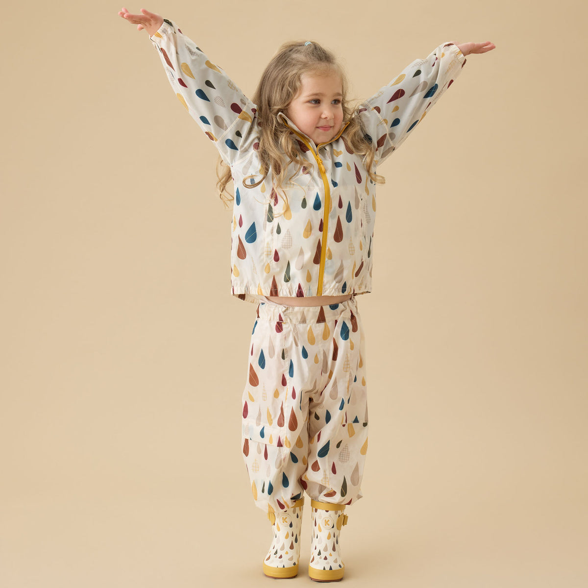 KIDLY by MORI Packaway Jacket & Trouser Outfit - Rain Drop