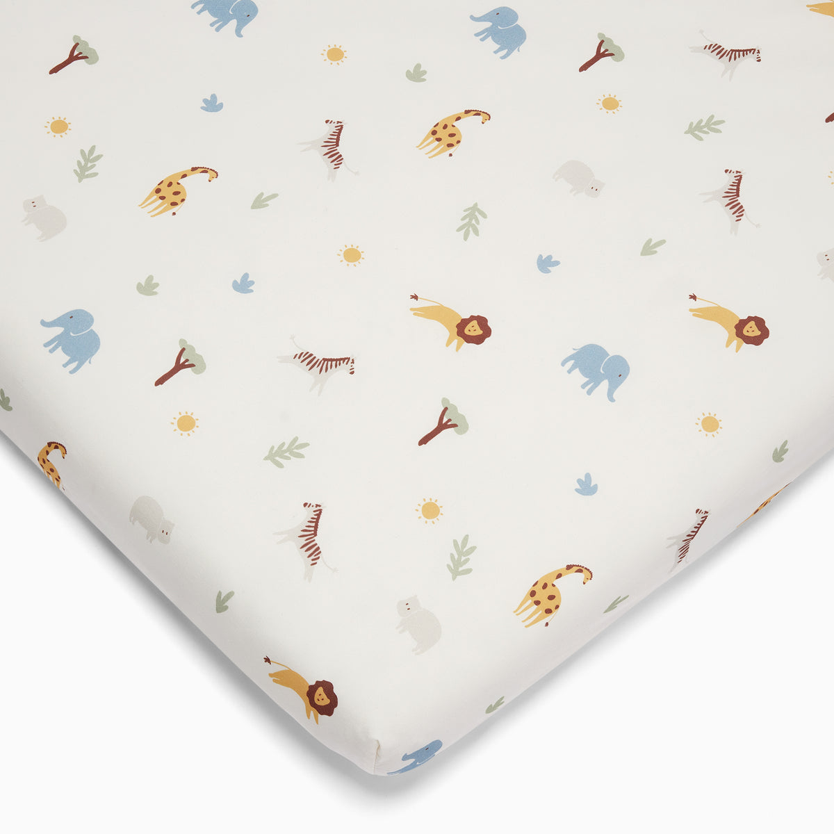 Printed Cot Bed Fitted Sheet - Safari