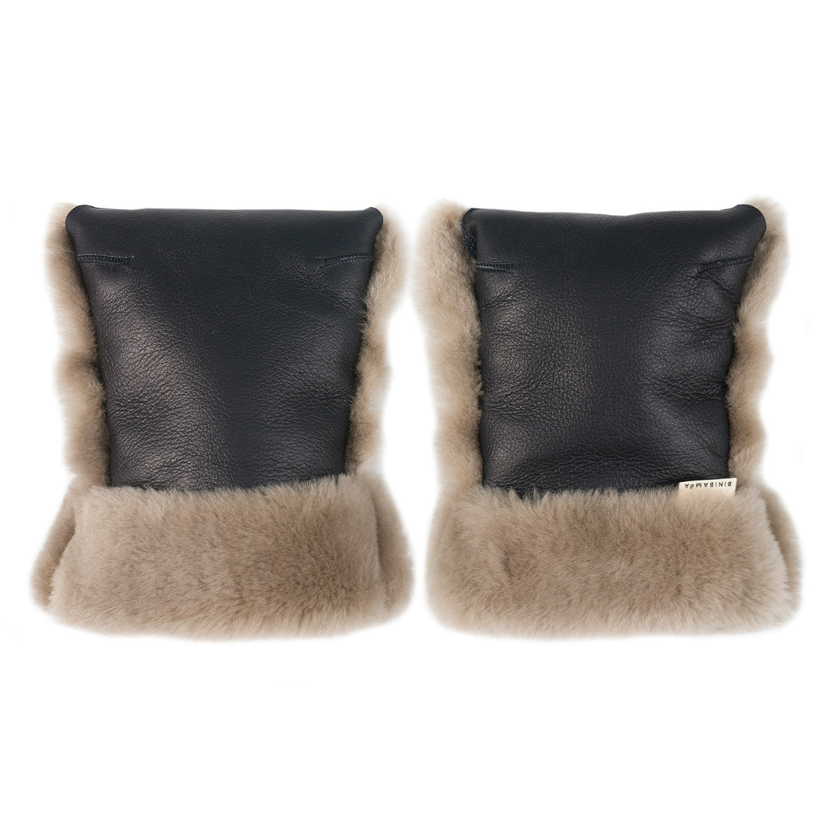 Binibamba Sheepskin Buggy Mittens - Noir/Toast