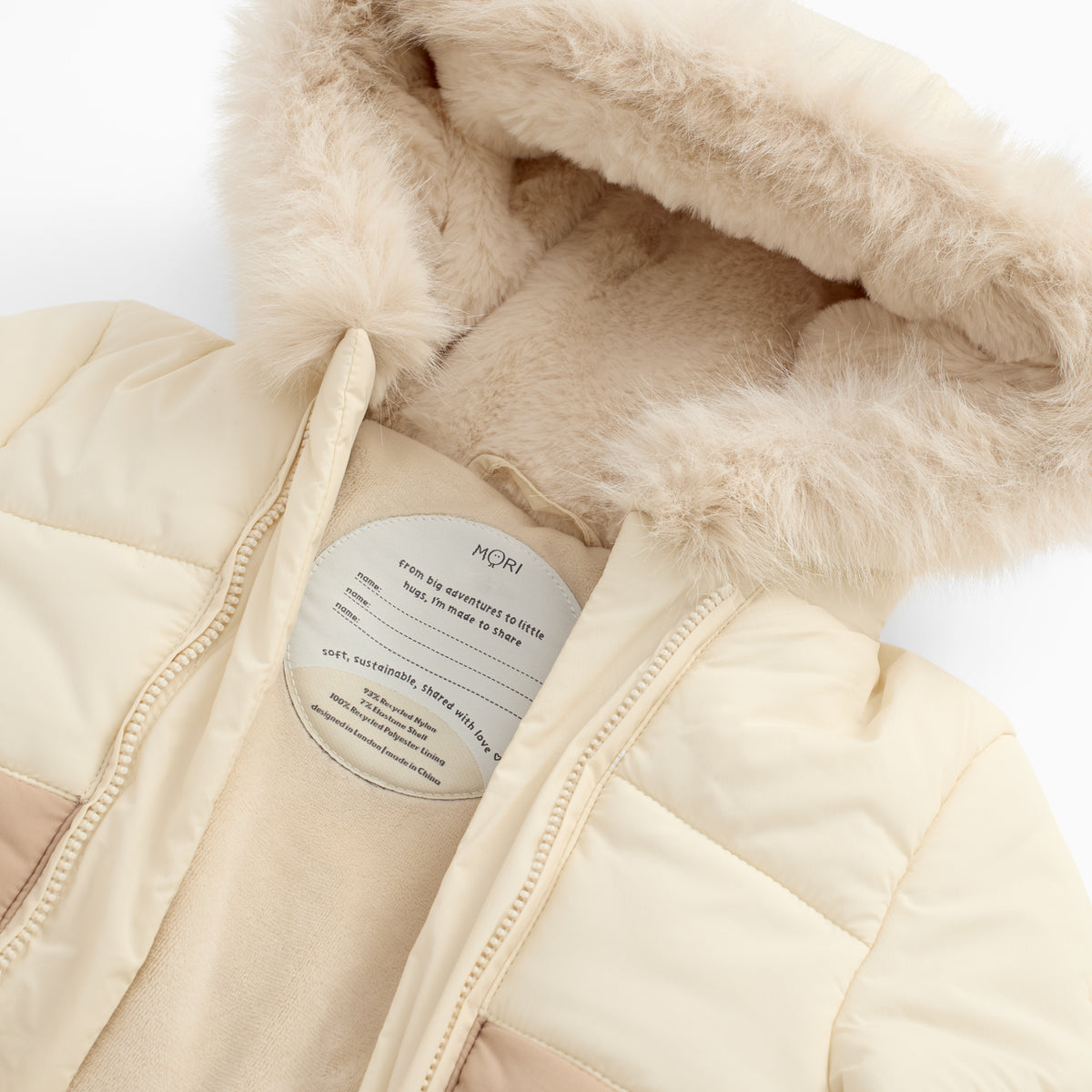 Recycled Padded Snowsuit - Ecru & Sesame