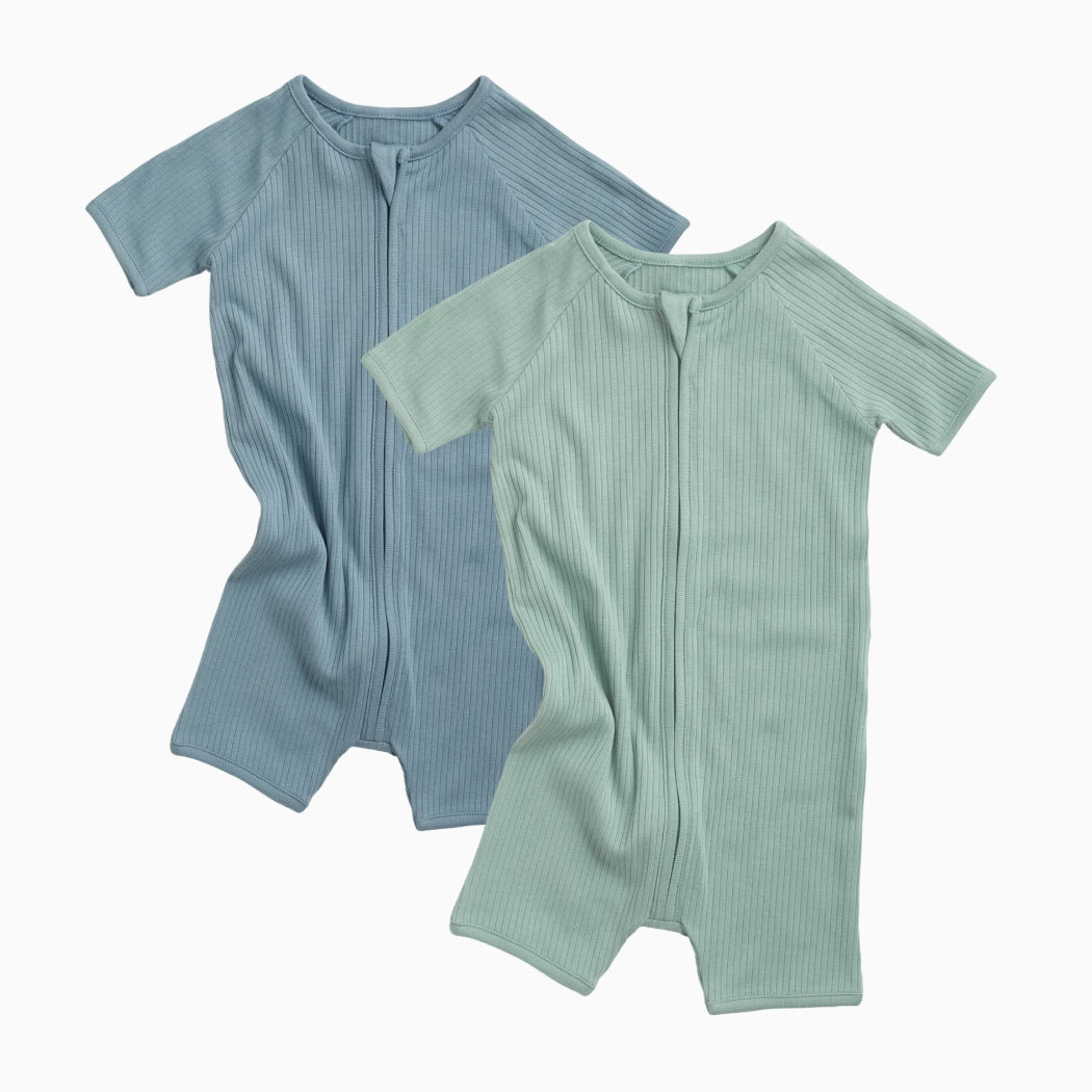Ribbed Zip Summer Sleepsuit 2 Pack