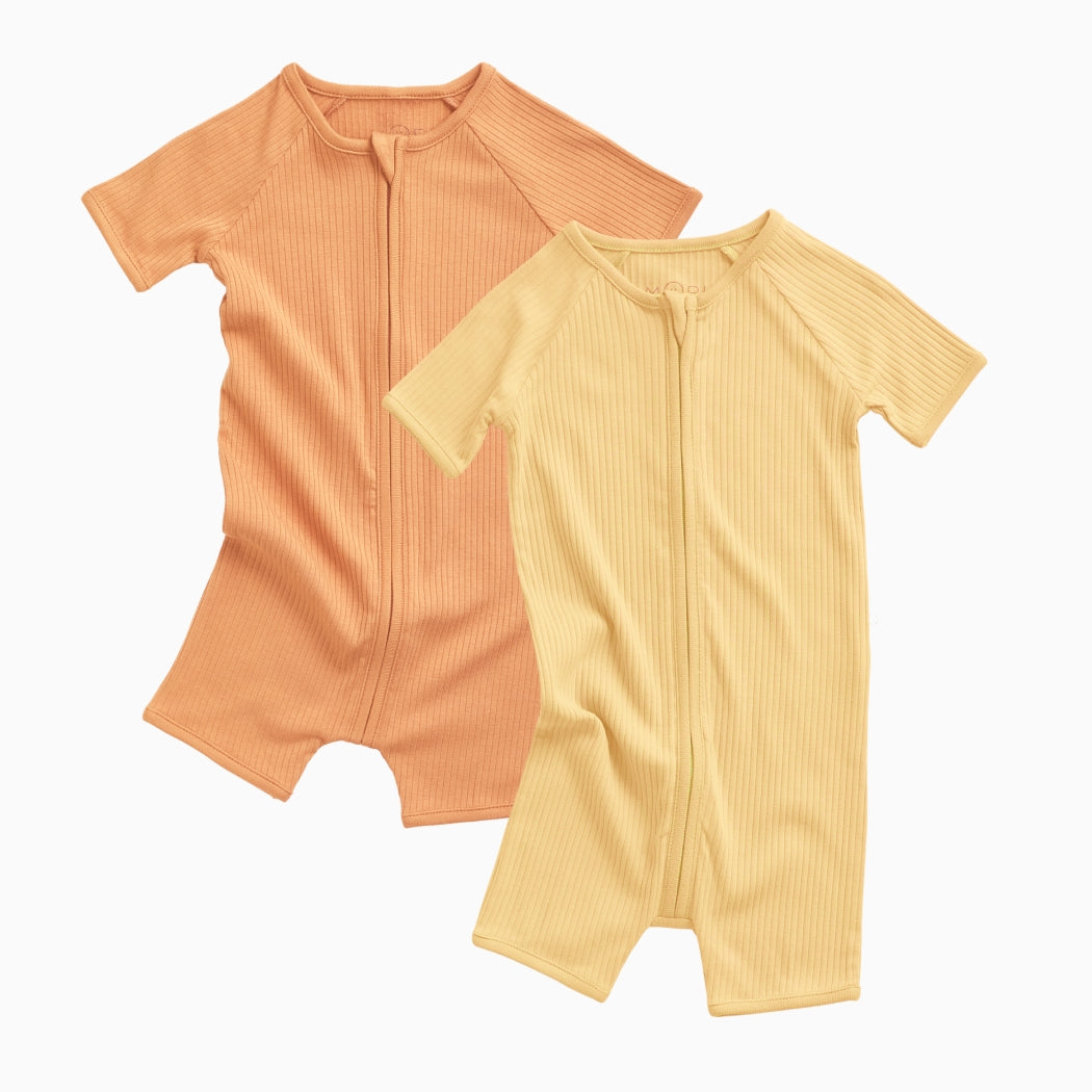 Ribbed Zip Summer Sleepsuit 2 Pack