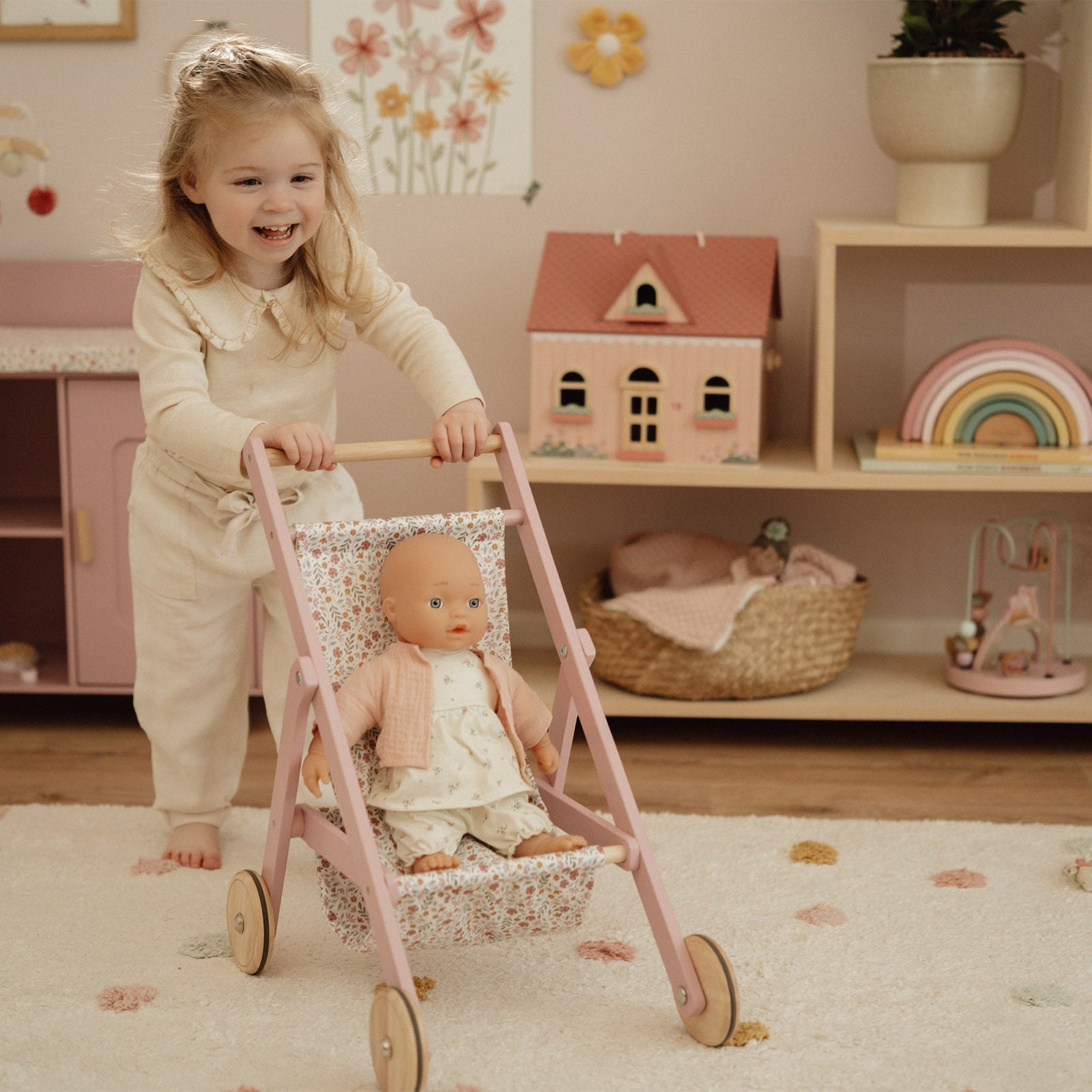 wooden baby doll stroller Shop Little Dutch Wooden Doll Stroller FSC