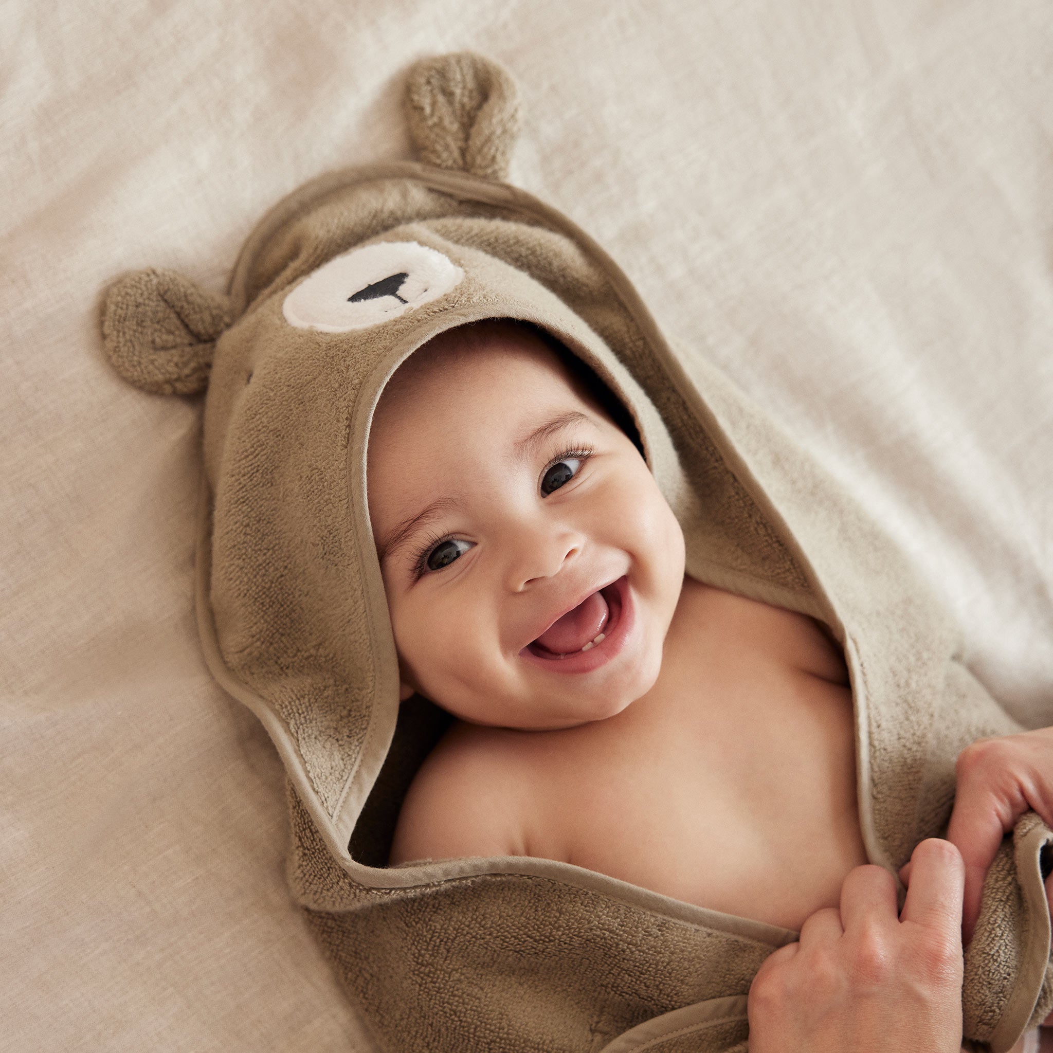 Hooded Bear Baby Bath Towel Organic Cotton MORI