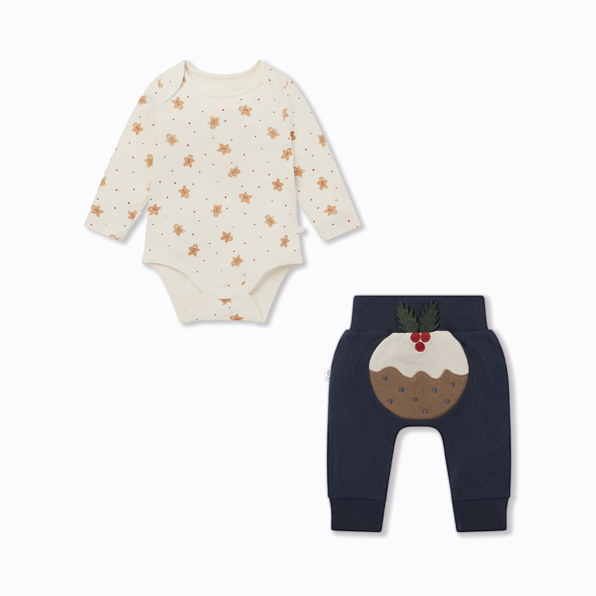 Gingerbread Bodysuit Christmas Pudding Joggers Outfit Baby MORI