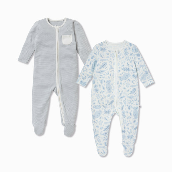 Gruffalo Dragonfly Blue Zip-Up Sleepsuit 2 Pack | Baby Sleepsuits | MORI