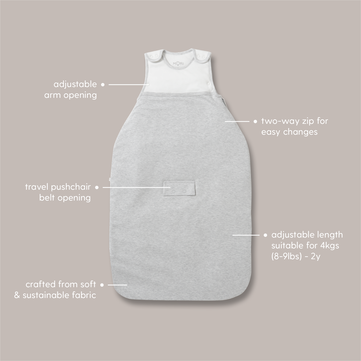 Clever Year Round Sleeping Bag 1.5 TOG - Oatmeal Stripe